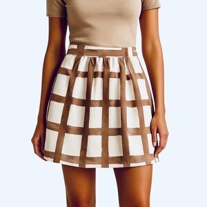 Banana Republic Brown and White Checkered Mini Skirt